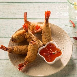 Shrimps Kunafa With Sweet Chili Dressing